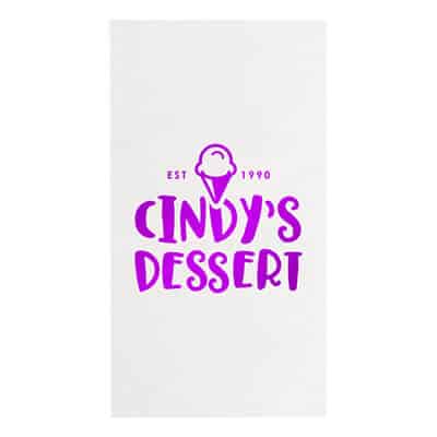 2Ply tissue white foil stamped guest towel napkins with custom imprint.