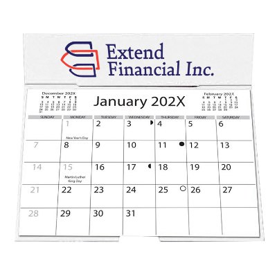 Easel back calendar with personalized full color logo.