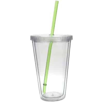 Acrylic clear with lime green tumbler blank in 16 ounces.