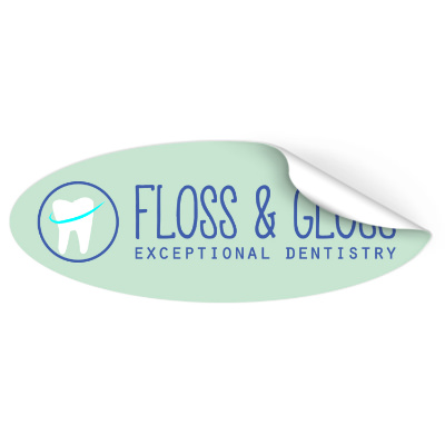 8x3 inch oval sticker with full color custom imprint.