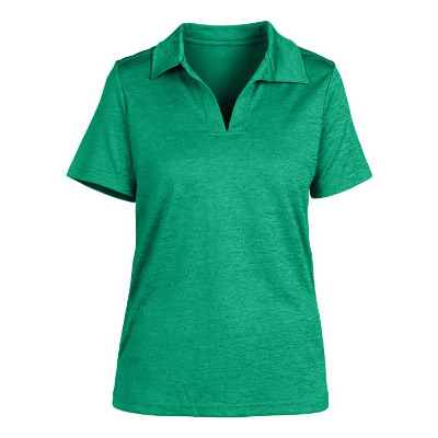 Blank green ladies' performance melange polo