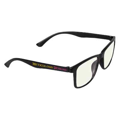 Plastic full color blue light blocker computer glasses.