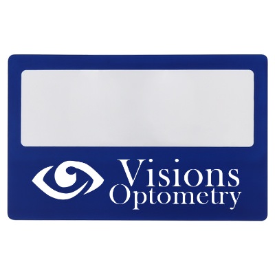 Pocket credit card magnifier with custom logo.