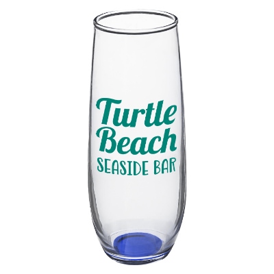 Blue flute with custom logo.