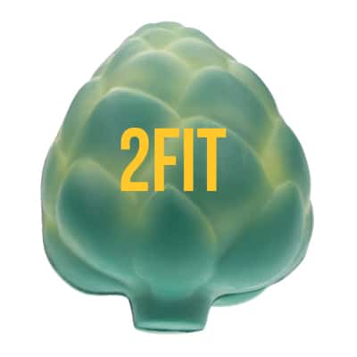Foam artichoke stress ball with a custom imprinted promo.