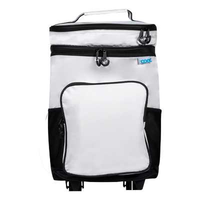 Blank white rolling cooler.