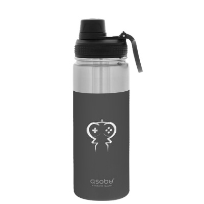 Stainless burgundy water bottle with custom engraved logo in 18 oz.