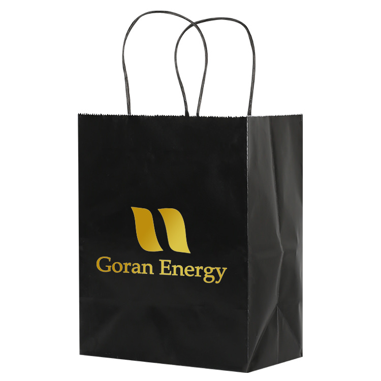 Paper yellow gloss rizzo recyclable foil stamped bag promo.