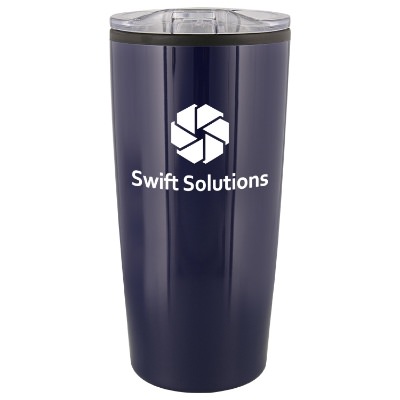 Stainless steel lime green tumbler with custom logo in 20 ounces.