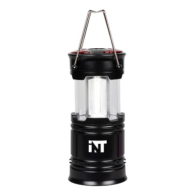 Black lantern with custom logo.