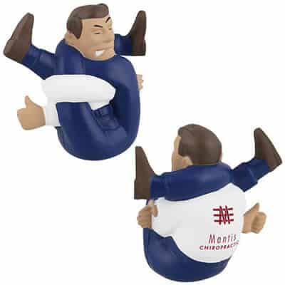 Foam stressed man stress ball with imprinted logo.