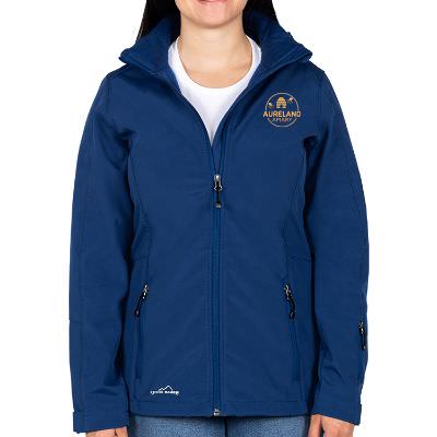 Ladies full color imprinted blue coat.