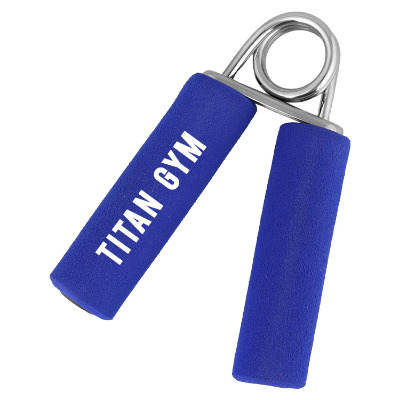 Blue grip exerciser with custom logo.