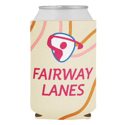 Lined can cooler with custom full color imprint.