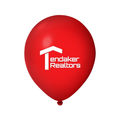 Red latex balloon with a custom imprint