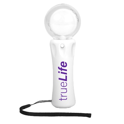Plastic white light show wand with a custom imprint.
