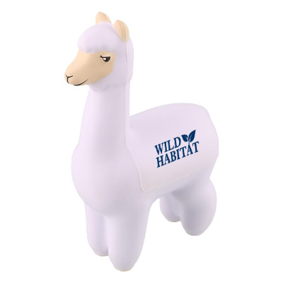 White foam stress ball with a branded logo.