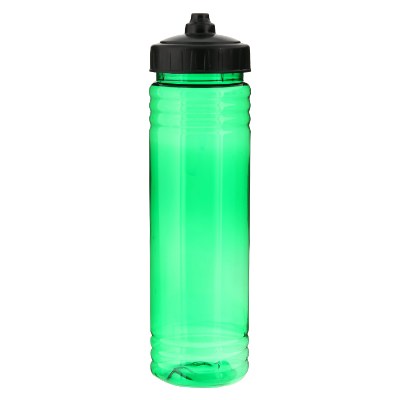 Plastic green sports bottle with valve lid in 24 oz.