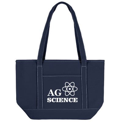 Cotton canvas medium cruiser tote with branded logo.