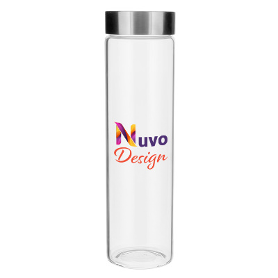 Glass sports bottle with custom full color logo in 20 oz.