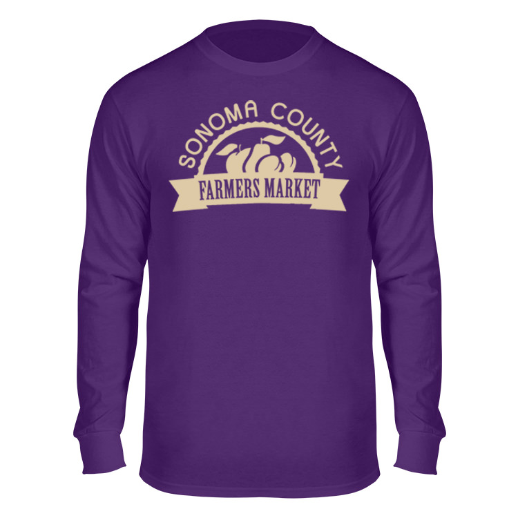 Custom deep purple cotton-poly long sleeve t-shirt with logo.