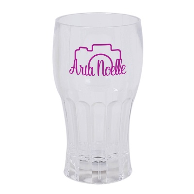 Acrylic clear beer glass with custom logo in 12 ounces.