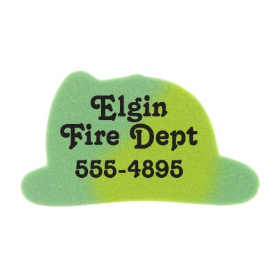 Fire helmet mood eraser with custom promotional logo.