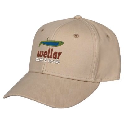 Tan embroidered custom hat.