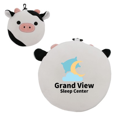 White plush sleep mask with a personalized imprint