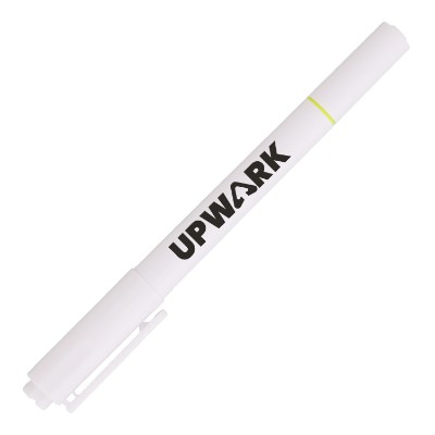 White plastic highlighter with a customized imprint.