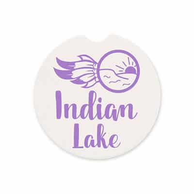 Absorbent stone cup holder coaster set with imprinted logo.