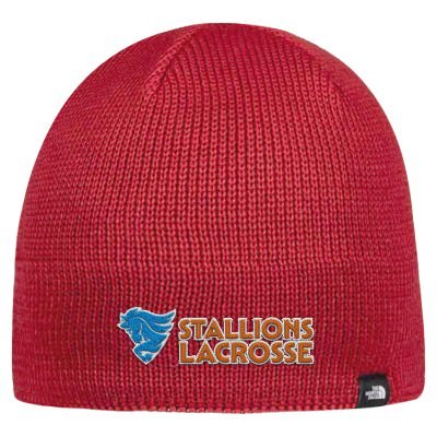 Cardinal red embroidered custom beanie.