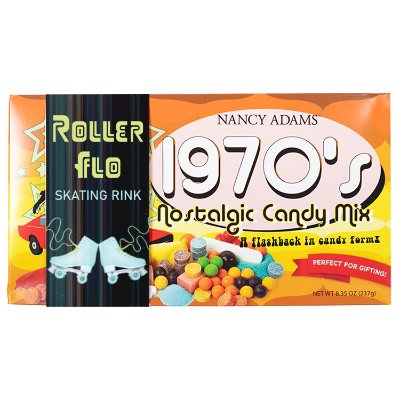 Full color white nancy adams 1970's nostalgic candy box imprint.