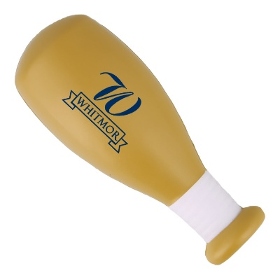 Brown foam stress ball with a custom logo.