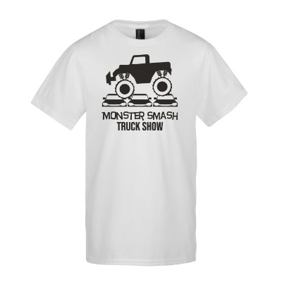 Customized white youth t-shirt with custom logo.