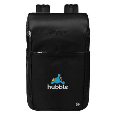 Black nylon cooler with a branded logo.