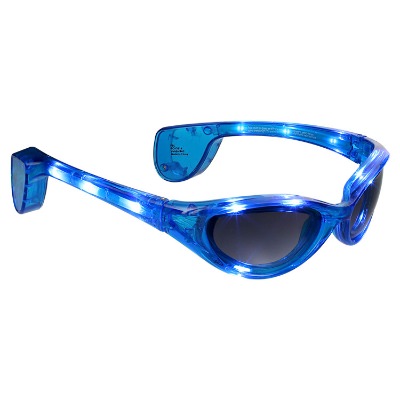 Plastic blue flashing light up rival sunglasses blank.