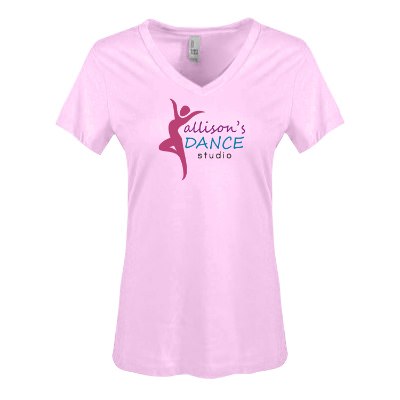 Personalized full color imprint on soft purple women's tee.
