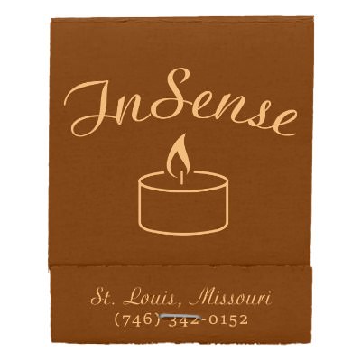 Brown paper matchbook with a personalized imprint.