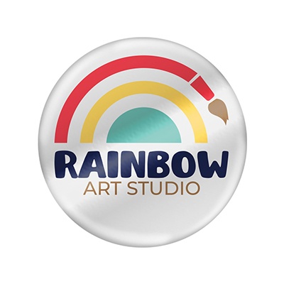 Celluloid white full color button with a custom imprint.
