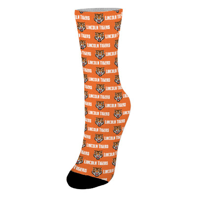 custom full color sock with sublimated logo.