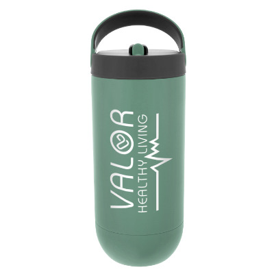 Stainless steel basil green water bottle with custom logo in 30 oz.