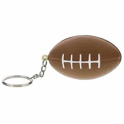 Foam football stress ball key ring blank.