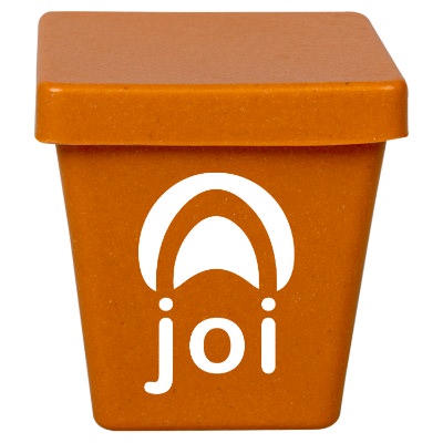 Tan plastic custom planter.
