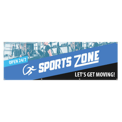 2 feet x 6 feet custom full-color printed 10 oz. vinyl banner with grommets.