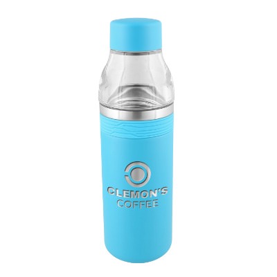 Aqua sports bottle with custom engraved logo in 16.9 oz.