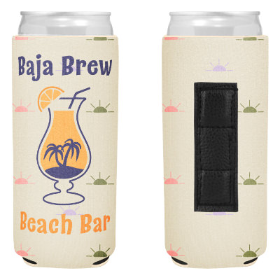 Boho sun slim can cooler with custom full color imprint.