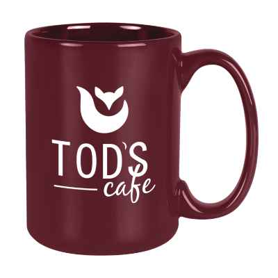Maroon ceramic mug with custom logo
