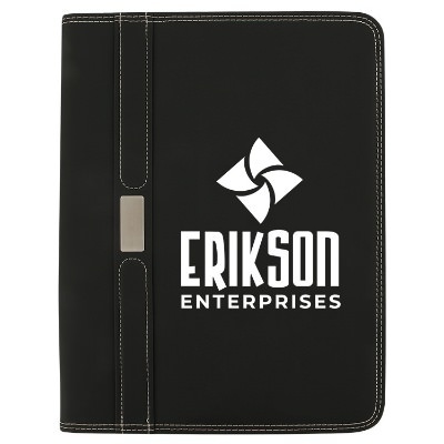 PVC black modern padfolio with personal logo.