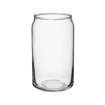 Glass clear beer glass blank in 16 ounces.